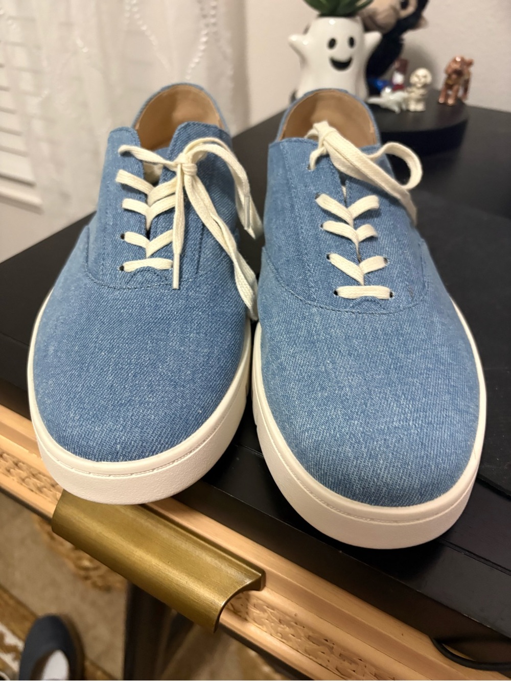 Vionic Callie Women's Sneakers blue denim Canvas Lace Up Orthotic Size 9.5 W